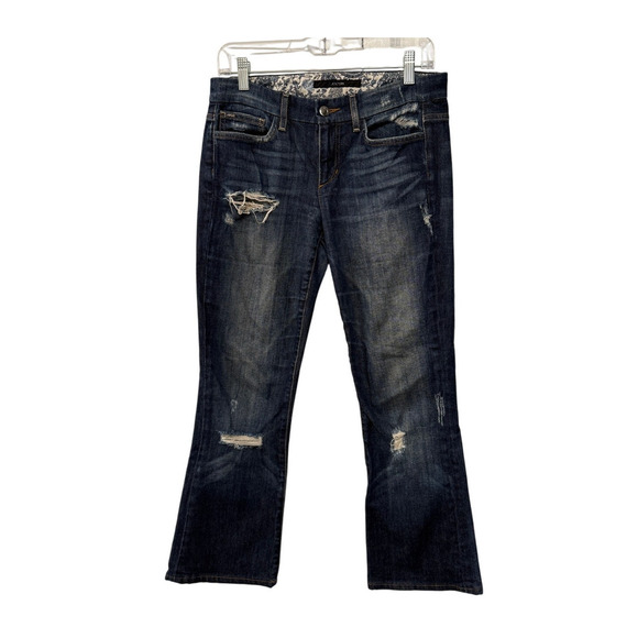 Joe's Jeans Denim - Anthropologie 28 Joes Jeans The Rocker Distressed Bootcut Stretch Denim Cropped